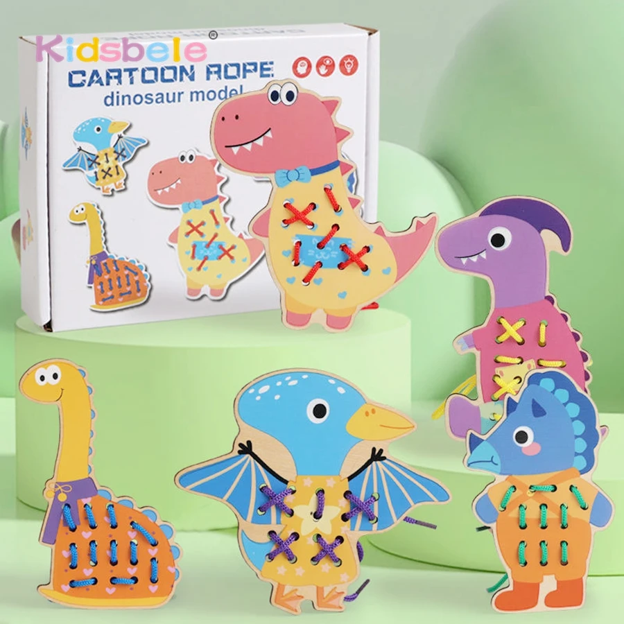 

Обучающая игрушка Монтессори со шнуровкой и резьбой, мультяшные животные, фрукты, тема принцессы, деревянная веревочная игра, детские игрушки для раннего развития