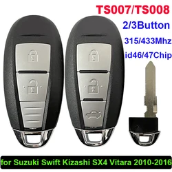 TS007 TS008 Aftermarket Smart Key for Suzuki Swift Kizashi SX4 Vitara 2010-2016 Baleno 315/433Mhz 46/47 Chip 37172-71L0 No Logo