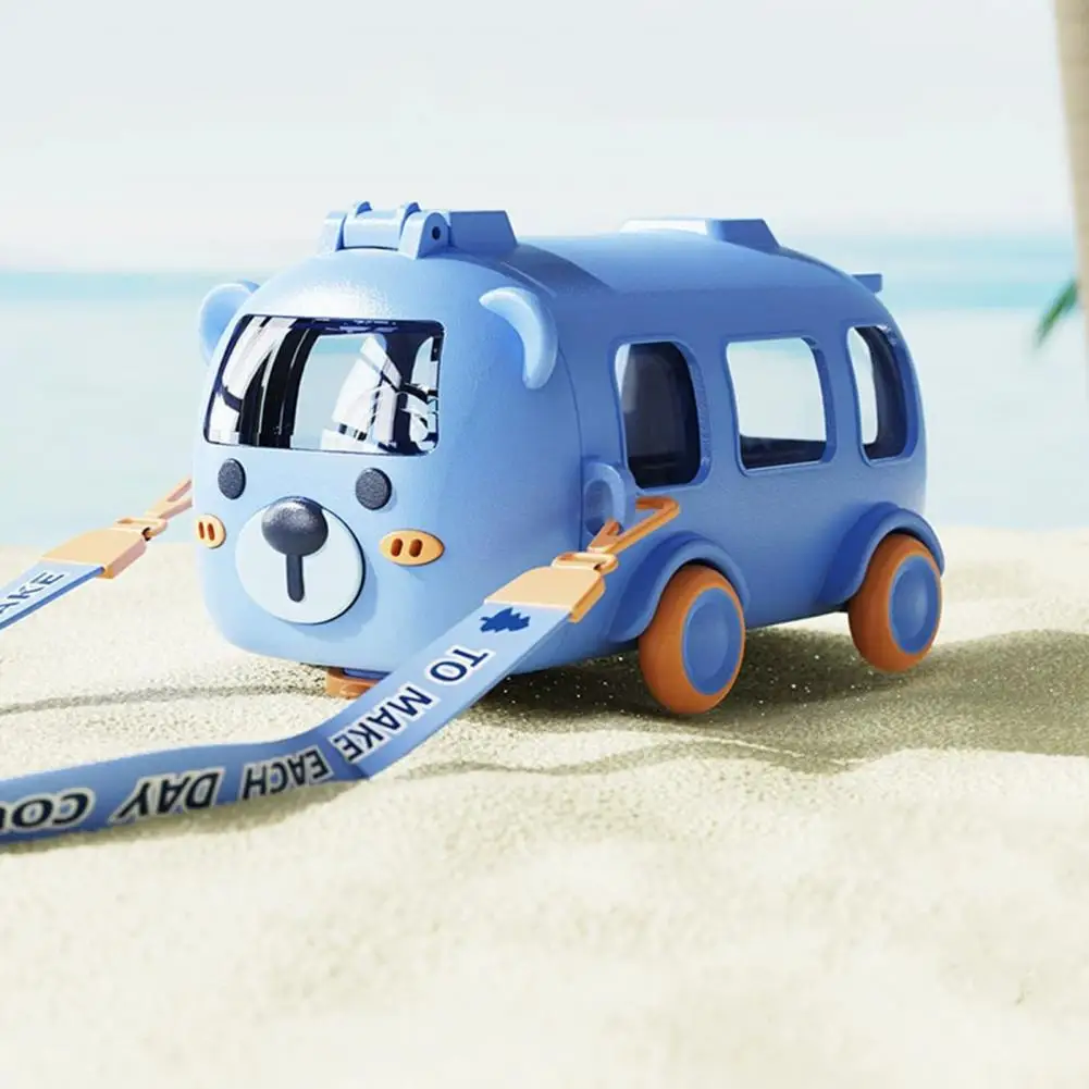 Leak-proof Water Bottle Excavator Cartoon Water Bottle with Adjustable Strap Leak-proof Top Straw Cup for Kids Cute for School
