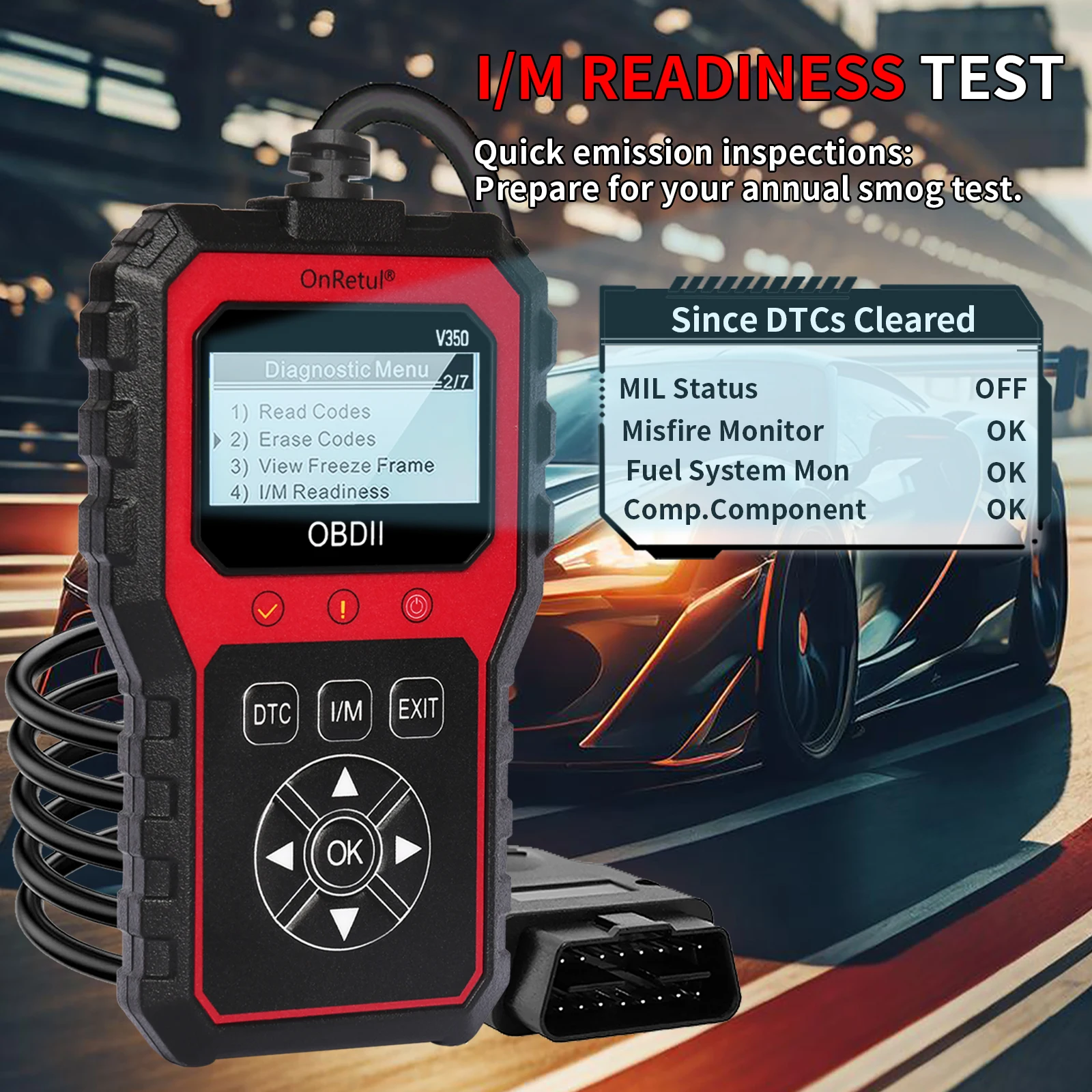 Obd2 Scanner Code Reader Car Diagnostic Tool, Supports Cel Clearing, Real-Time Data/Freeze Frame/I/M Readiness Functions, Suitable for All Obdii Protocol Vehicles, User-Friendly Interface, Durable Plastic Casing