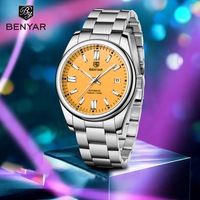BENYAR Luxury Mechanical  Automatic 100m Waterproof  Watches calendar Sports Stainless Steel Luminous Wristwatch Watch for Men