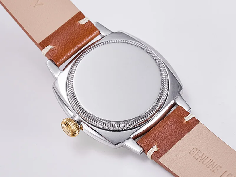 Baltany S4036 Herren Automatikuhr 1926S Oyster Tribute Vintage Dress Watch 36mm Kleine Quadratische Elegante Lederuhr 200M Wasserdicht – Detail 10