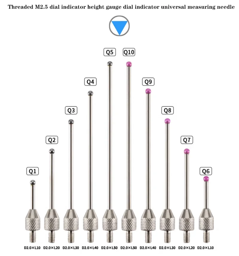 Dial indicator Gauge Extension Measuring Head Height Gauge Stylus Height Ruby Multimeter Test Leads Contact Point For DiaL New