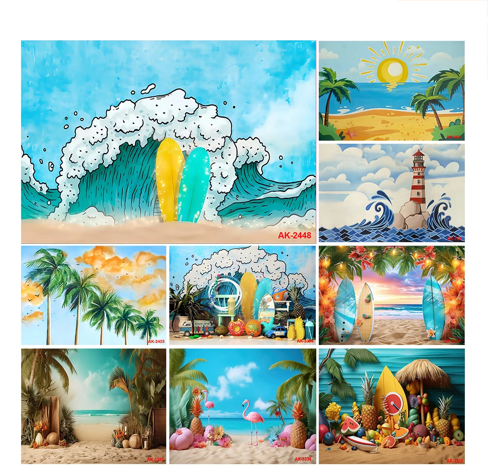 

Hawaiian Tribal Photography Background Summer Beach Totem Seaside Flamingo Bonfire Birthday Wedding Party Decor Backdrop Banner
