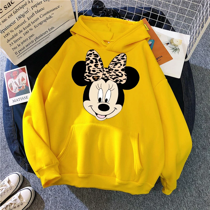 Sudaderas con capucha de Minnie Disney para mujer, sudadera Kawaii de Mickey Mouse, ropa de calle Harajuku para niños y niñas, ropa Unisex