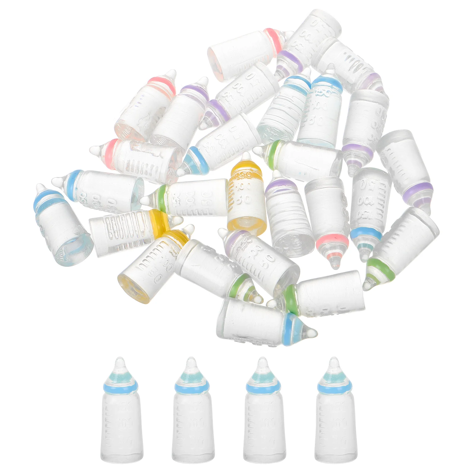 

30pcs Mini Baby Bottles Toys Plastic Resin Safe Decorative Party Favors Baby Shower Gifts Miniature Models 06 Mix Colors Compact