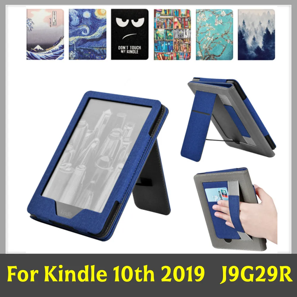 Stand Case for Kindle 10th Generation Case 6'' with HandStrap Belt Ebook 2019 Release J9G29R PU Leather Cover Wake Sleep Funda