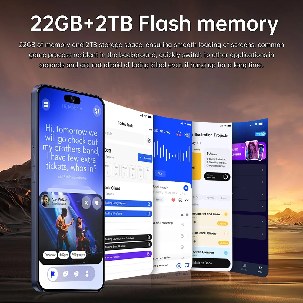 K-Touch A17 Pro Max Mobile Phones 7.3 Inch Smartphone 5G Dual Card Cell Phone Android 15 Cheap 16+48MP Camera 7800mAh WIFI GPS Global Version Cellphones