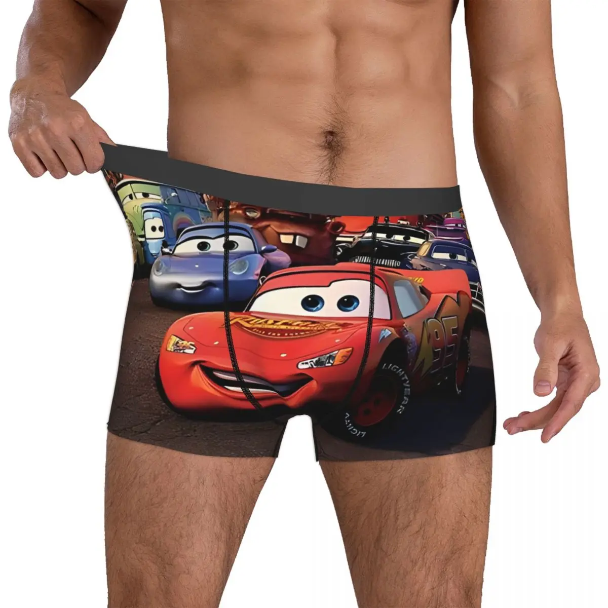 Custom Cars Sunny Day With Best Friends Man Boxers Shorts Cozy Underwear Lightning McQueen Printed Cool Underpants