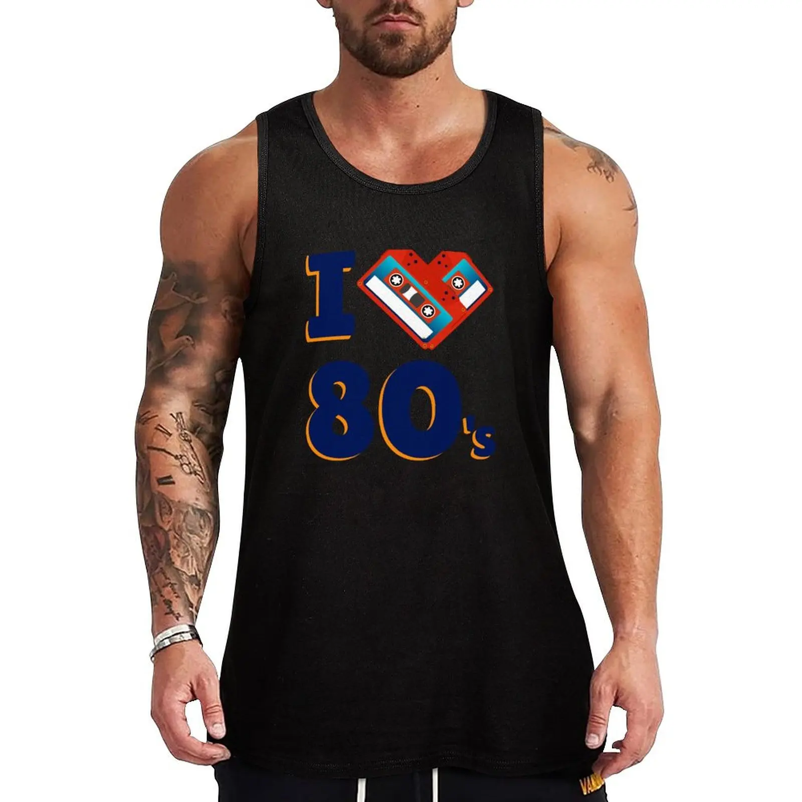 I Heart 80's Cassette Tapes Nostalgic 1980s Love Tank Top Man gym clothes gym t-shirts man t-shirts man