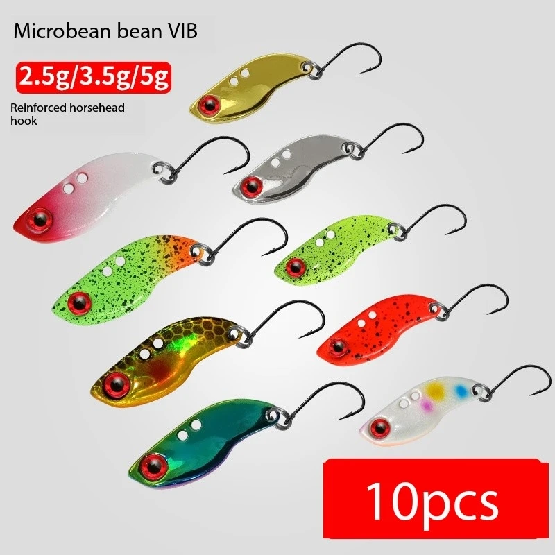 

10PCS Mini Single Hook Biomimetic False Mouth Road Submicron Bait Horse Mouth VIB Freshwater Sea Fishing Multicolor Sequins