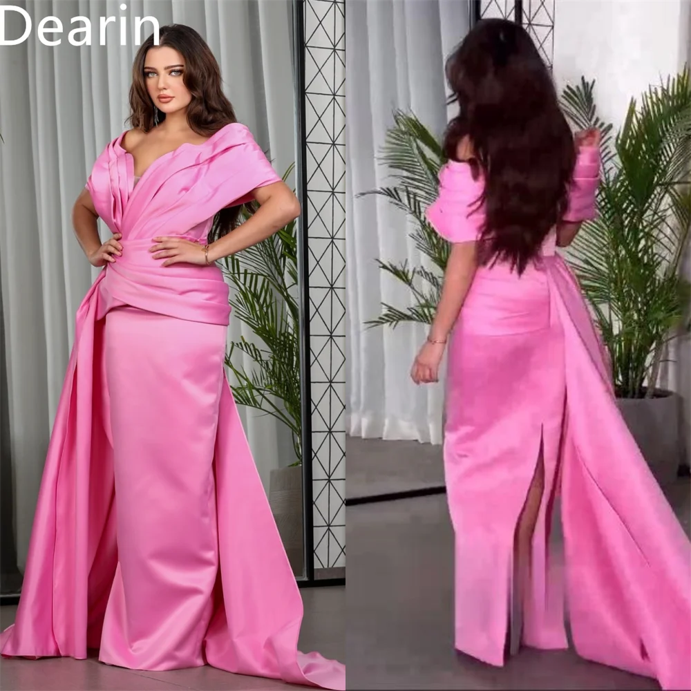 

Customized Formal Gown Dearin Off-the-shoulder Column Floor Length Skirts Shirred Fold Bespoke Occasion Dresses Saudi Arabia Pro