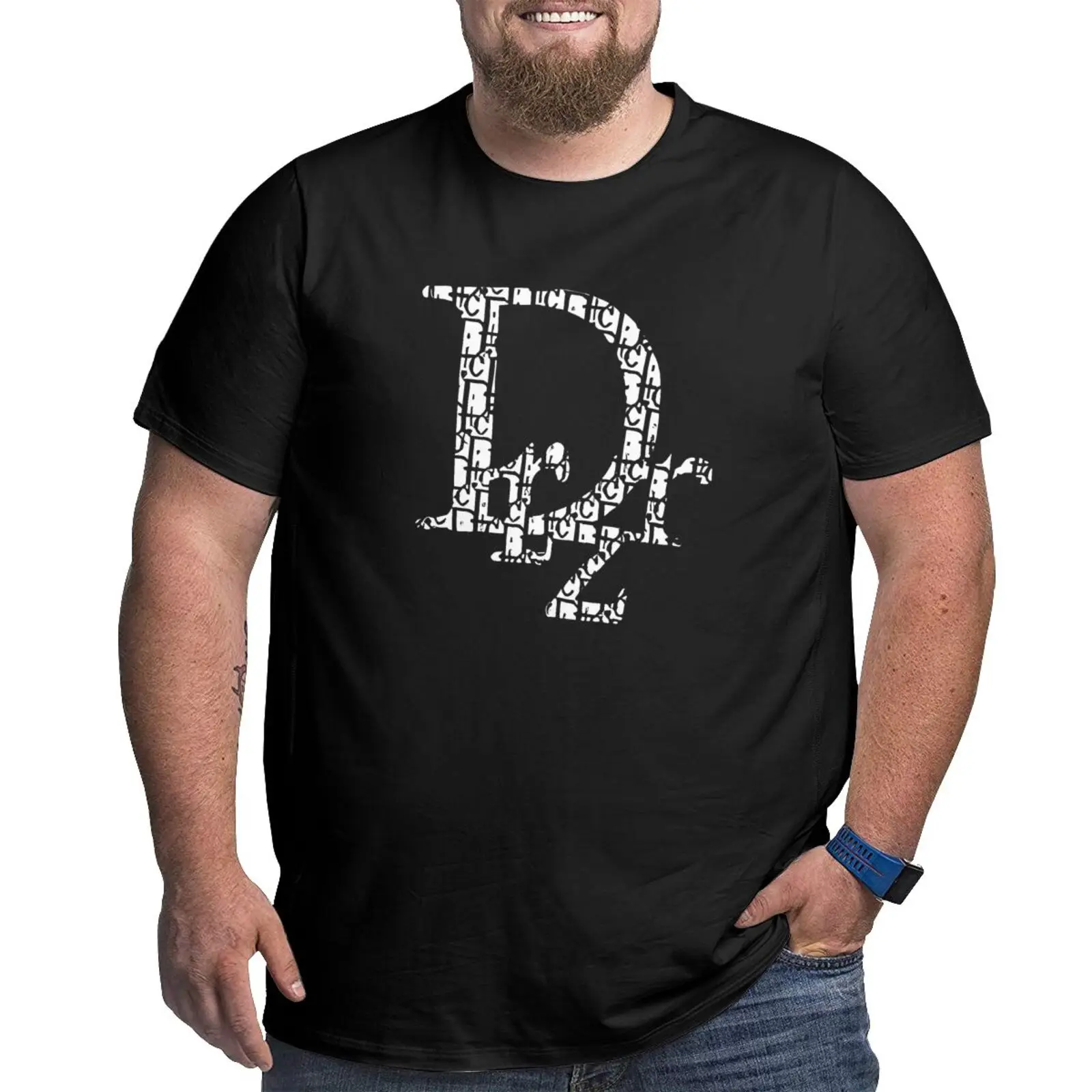

Letter D Graphic T-Shirts Men 's Plus Size Novelty T Shirts for Big and Tall Man Cotton Short Sleeve Large Oversized Top Tees