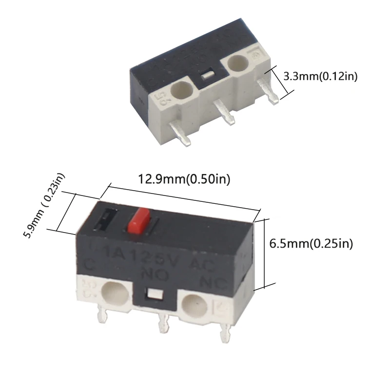 【50-20PCS】3PIN 1A 125V AC Mouse Switch Mini Micro Push Button Switch