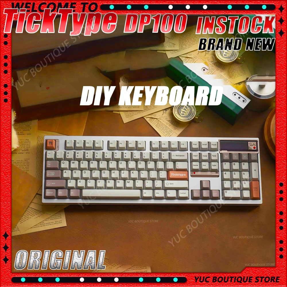 

NEW TickType DP104 DIY Mechanical Keyboard Wireless 3-mode Gasket RGB Hot-Swap QMK/VIA Custom Aluminum Office Gaming Keyboard