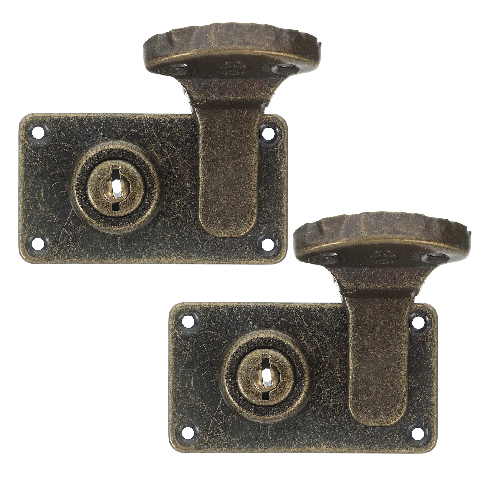 

2Pcs Suitcase Lock Curio Cabinet Key Vintage Latch Padlock Jewelry Brass Small Box China Cabinet Hardware