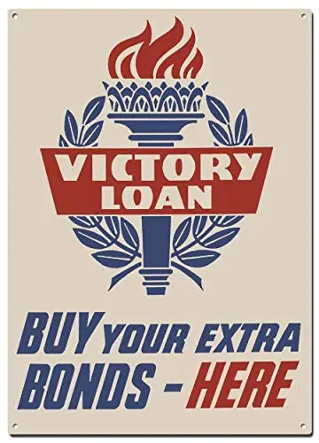 Victory Loan War Metal Tin Signs, Retro War Poster, Decorative Signs Wall Art Home Decor - 8X12 Inch (20X30 cm)