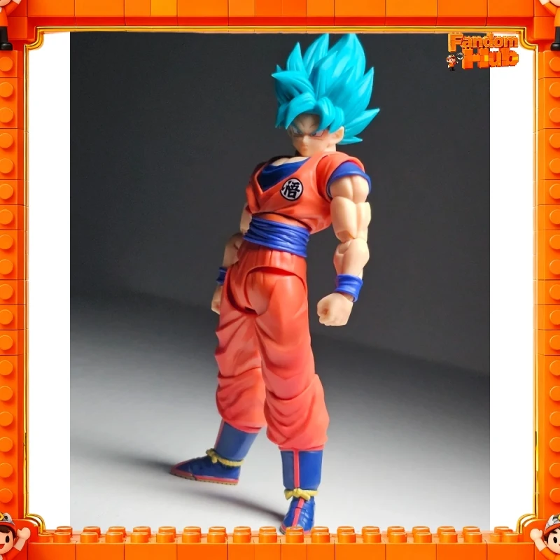 Genuine Bandai Shf Dragon Ball‌ Son Goku 3.0 Super Saiyan God Super Saiyan Blue Hair Limit Breaker Action Figure Model Fans Toy