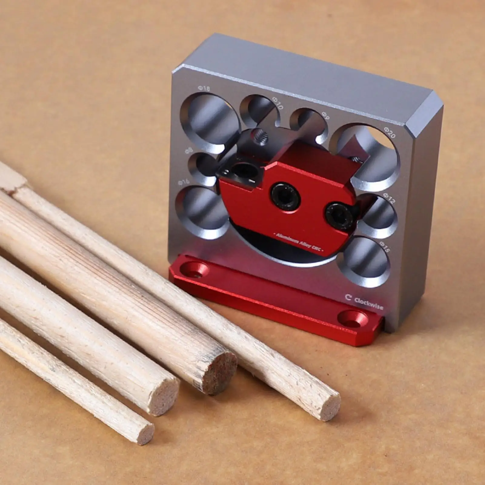 Multifunctional 8 Hole Turning Tool for Wood Dowel Plate - Aluminum Alloy, Standard Sizes 8-20mm for Round Rods