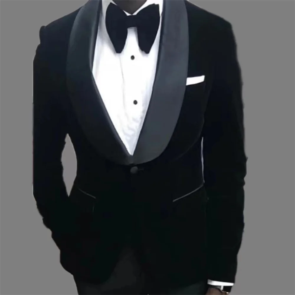 Men Business Casual Wedding Party 2 Pieces Jacket Trousers Waistcoat Set Male Blazer Coat Pants Fashion Slim Fit Men Suit