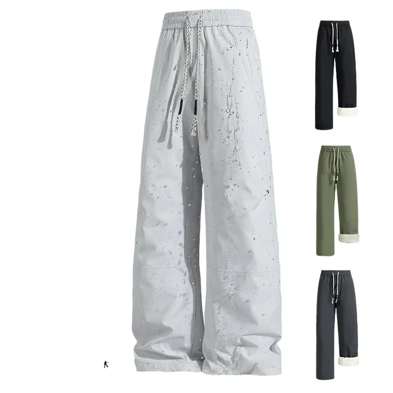 

Зимние мужские пуховые лыжные брюки, водонепроницаемые и ветрозащитные прямые брюки, свободные повседневные спортивные брюки на открытом воздухе