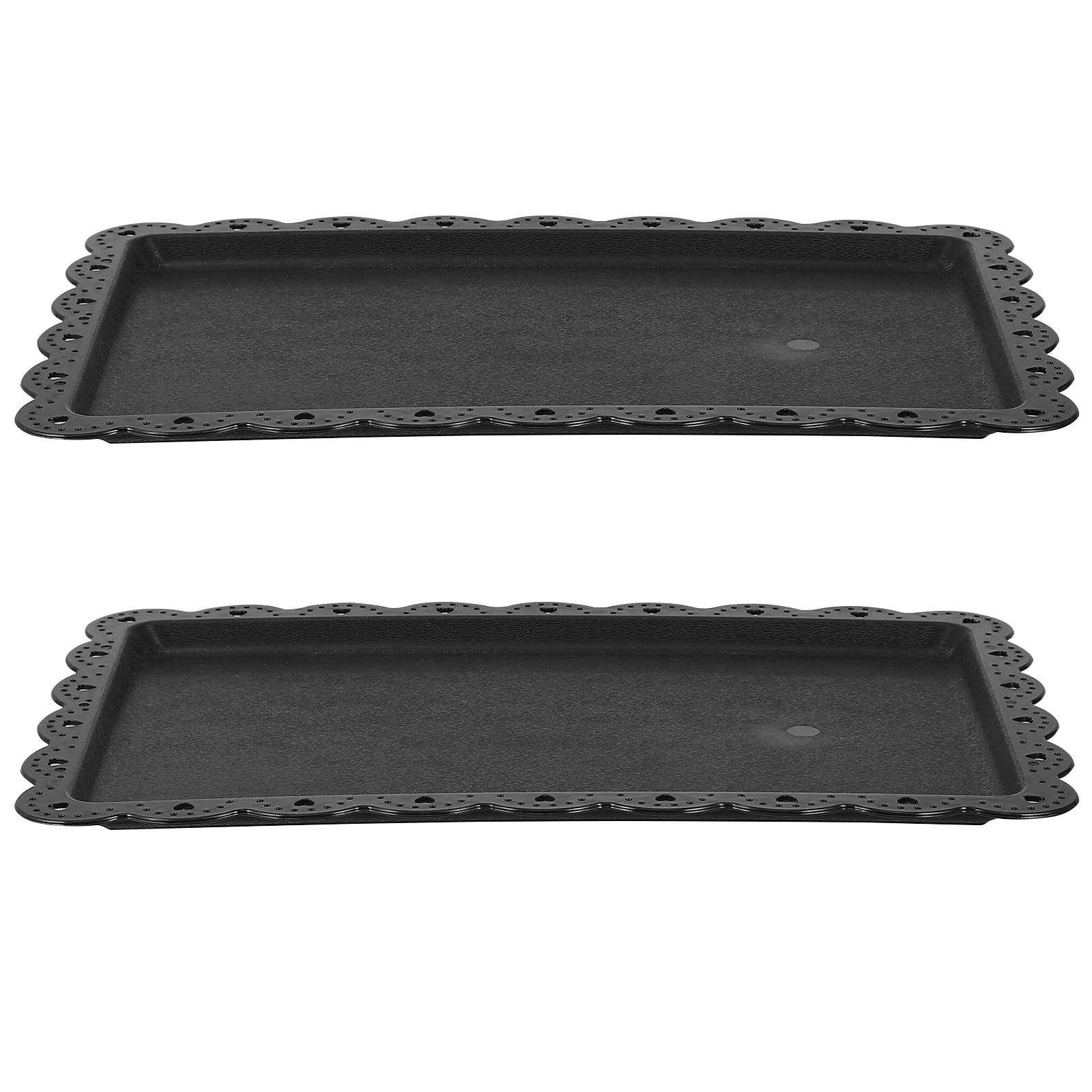 

2 Pcs Cake Tray Flower Design Rectangular Plastic Food Serving Trays Home Party Stylish European Large Surface Leak Proof Easy