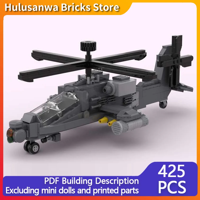 qwer AH-64 Apache Armed Helicopter Model MOC Building Bricks War Equipment Modular Technology Gift Holiday Assemble Children Toy