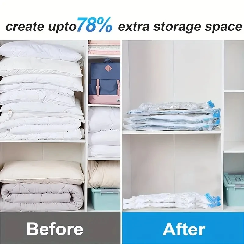 Vacuum Storage Bags More Space Save Compression Travel Seal Zipper for Clothes Pillows Bedding Closet Home Organizer