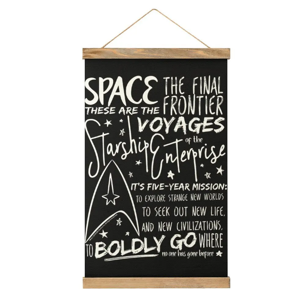 Cute Star Trek Original Series Intro Speech Text Class Canvas Hanging Picture Picture Hanging Humor Graphic Bar   Painting Style