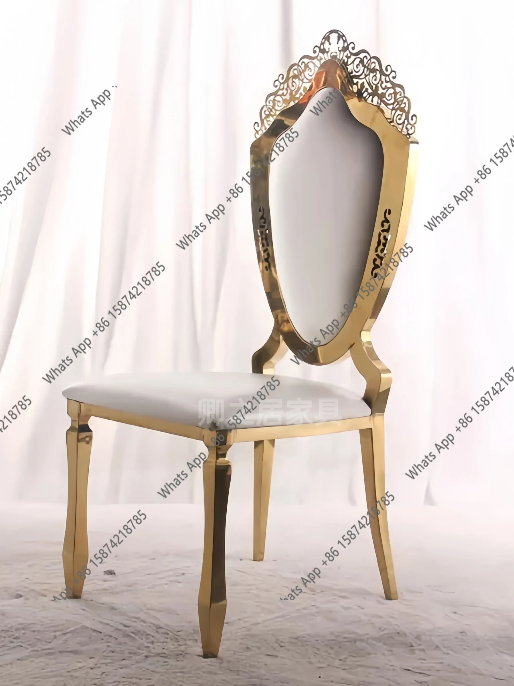 

Light luxury stainless steel dining chair Modern minimalist home designer makeup restaurant Leather metal creative chair