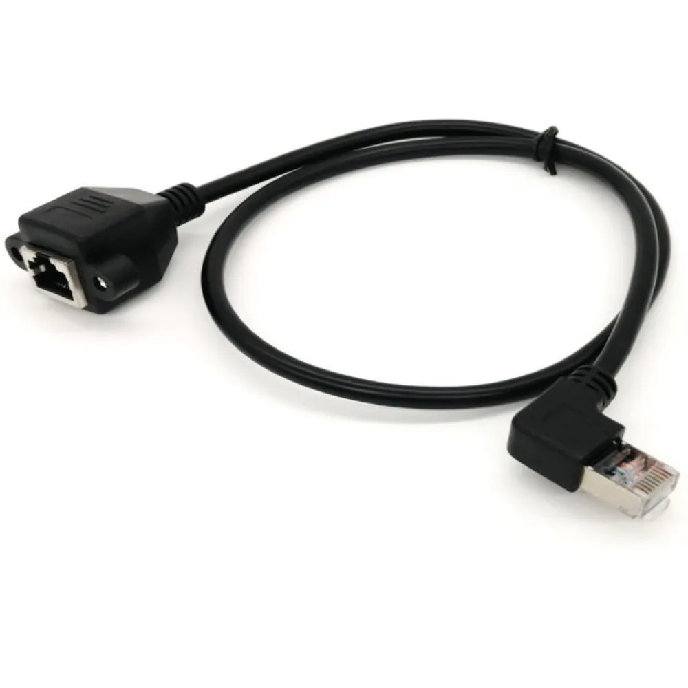 Screw Panel Right Angle LAN Network Male To Female RJ45 Panel Mount Extension Cable Network Wire RJ45 Cable Ethernet LAN Cord