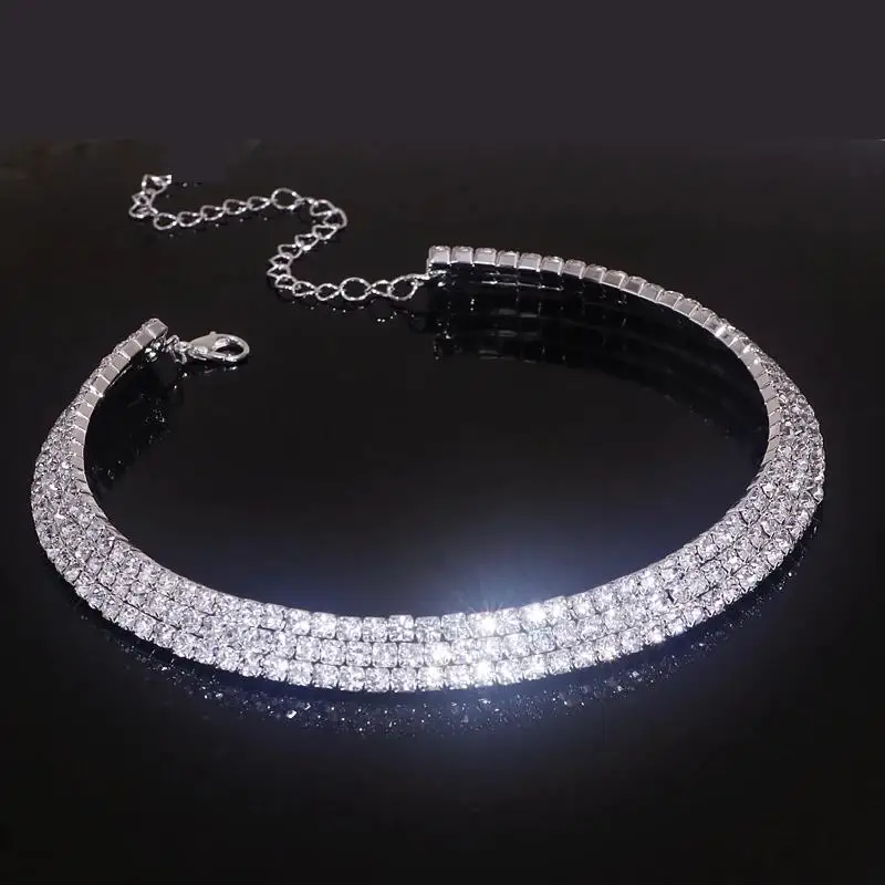 Silver Color Wedding Shiny Rhinestone Bundle Neck Popular Element Collar Necklace Crystal Women's Choker Gift New Korean Jewelry image 5
