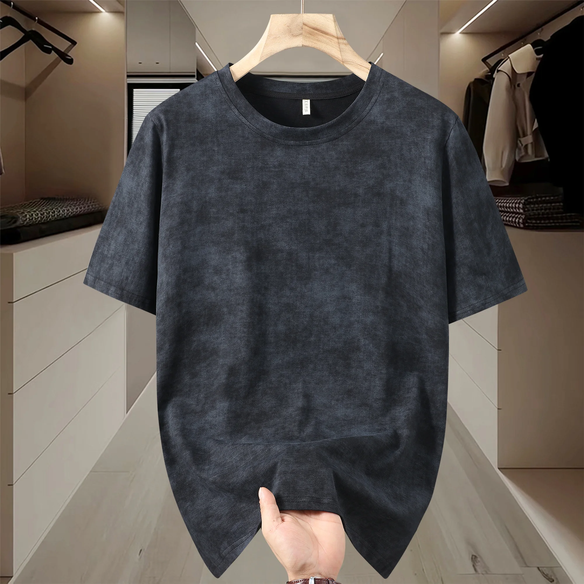 plus Size Extra Large 2025 Men's Tie Dye Net T-Shirt Summer plus Size Oversized Short Sleeve Top Fit Shirt