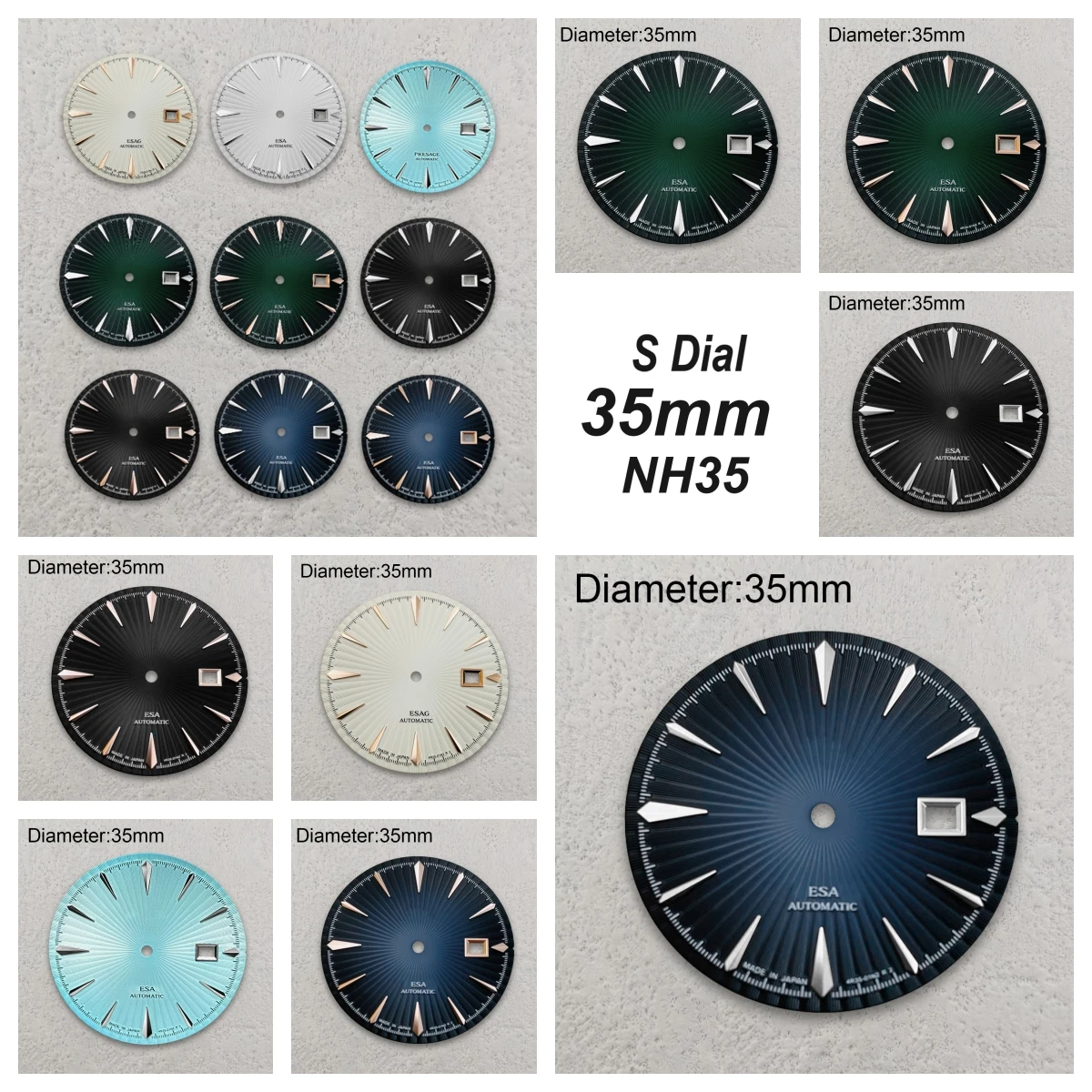 

35mm S Logo Cocktail Dial Fit NH35/NH36 Movement High-Quality Vertical Grain Dial Watch Modification Accessories