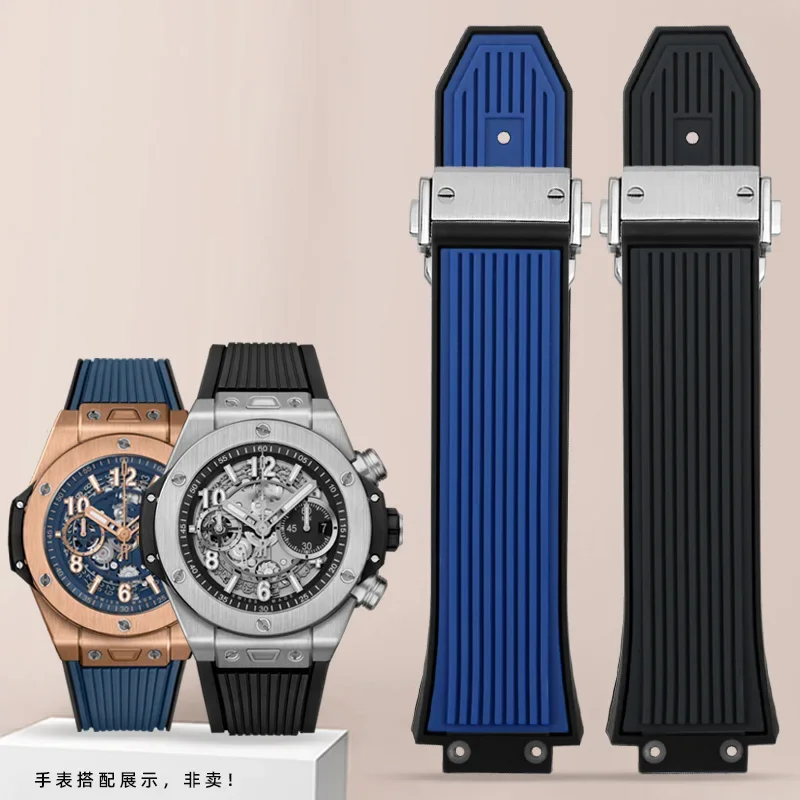 

Watch Accessories 27mmx17mm For HUBLOT Series watchband Silicone Strap 22mm Folding Buckle Rubber Men's belt wristband bracelet