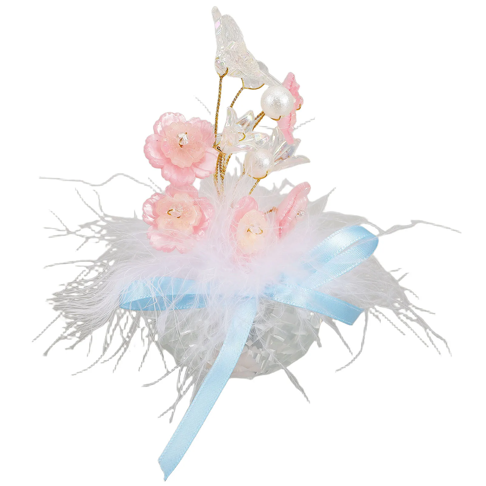 

Cute Car Dashboard Ornaments with Butterflies Baby's Breath Flowers Whimsical Automotive Interior Decor for Women Girls