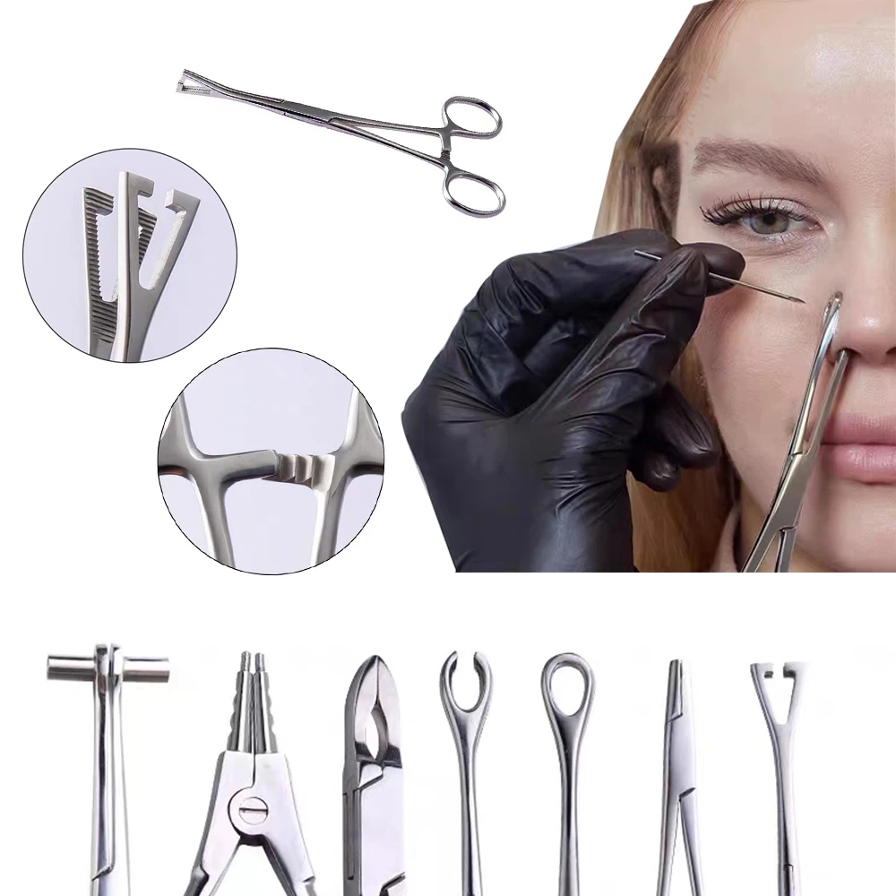 1PC Professional Surgical Steel Open Triangle Close Ring Lip Ear Pipe Clamp Plier Tweezers Belly Body Piercing Puncture Tool