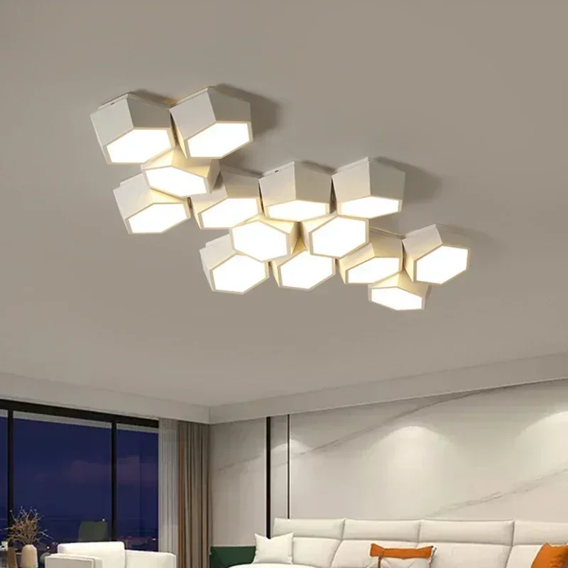 2025 Nordic Designer Creative Honeycomb Ceiling Lamp Modern Geometric LED Alloy Bedroom Living Room Home Decorative Lighting Fix