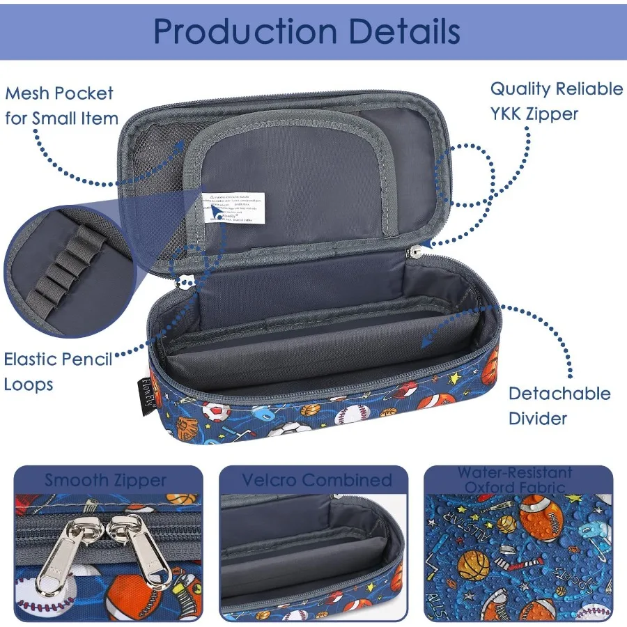 FlowFly Large Capacity Pencil Case for Boys Girls Zippered Multi-Functional Pen Pouch Soft Portable Pencil Bag for School Teens