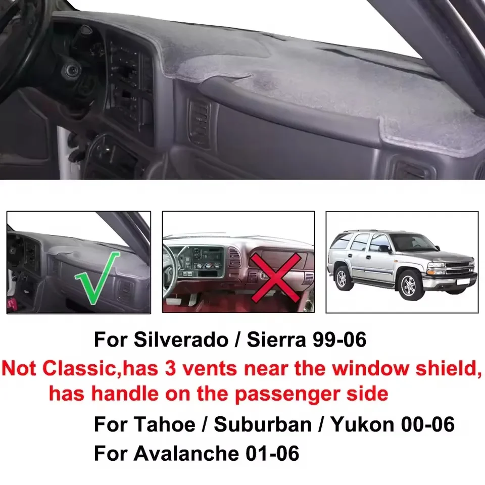

for Chevrolet Silverado1999-2006 ​​Car Dashmat Dashboard Cover Pad DashMat Sunshade Protective Carpet Accessories