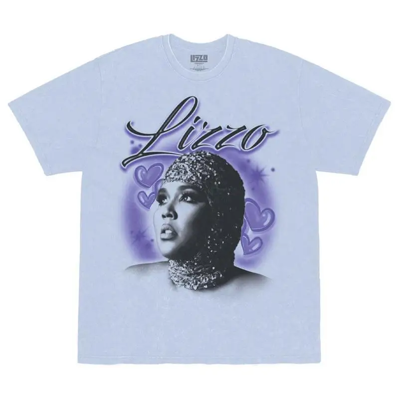 

Lizzo T Shirt Special Hearts Airbrush Logo New Official Blue