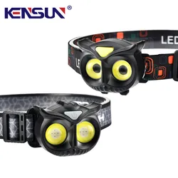 High Power COB LED Headlights Built-in Battery Magnetic Absorption Induction Small Creative Owl Headlamp