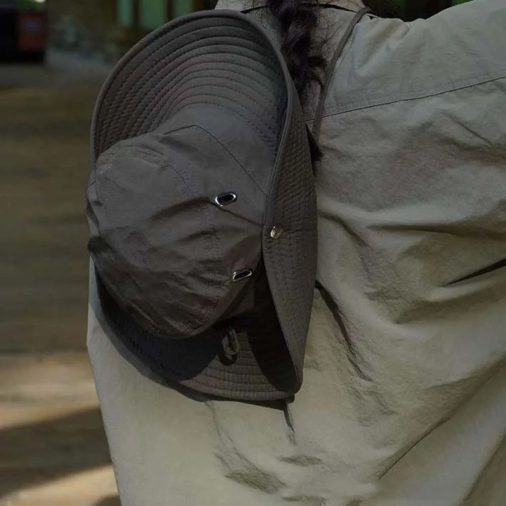 

Drawstring Quick Drying Hiking Cap Western Countryside Nylon Men's Fisherman Hat Lightweight American Style Sunshade Cowboy Hat