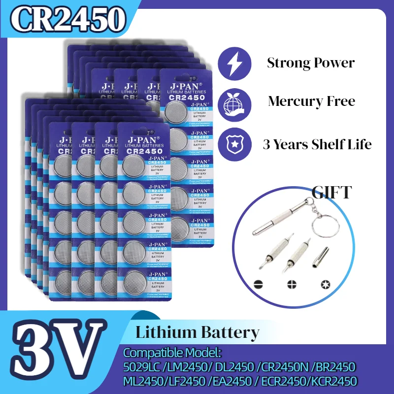 

CR2450 3V Lithium Battery 550mAh BR2450 DL2450 CR2450N Cell for Toys Watch Scale Wholesale Price Long Lifetime