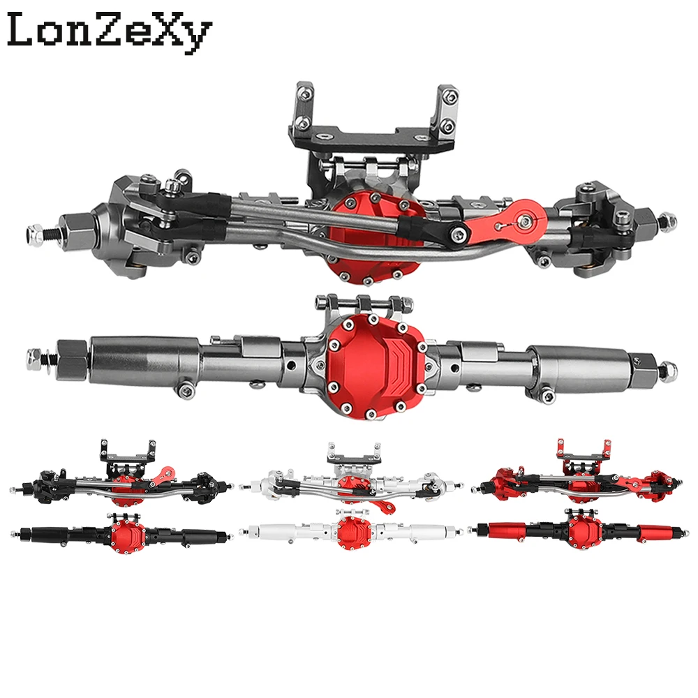 Kompletna przednia tylna oś prosta ze stopu aluminium do osiowego SCX10 II AX90060 90046 90047 1/10 gąsienica RC metalowa część do samochodu