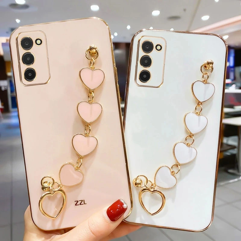 Heart Chain Phone Case For Motorola Moto Edge 30 20 E20 E40 E6S E7 G10 G20 G30 G60 G9 Plus G8 Play Power Lite G60S G62 Soft Capa