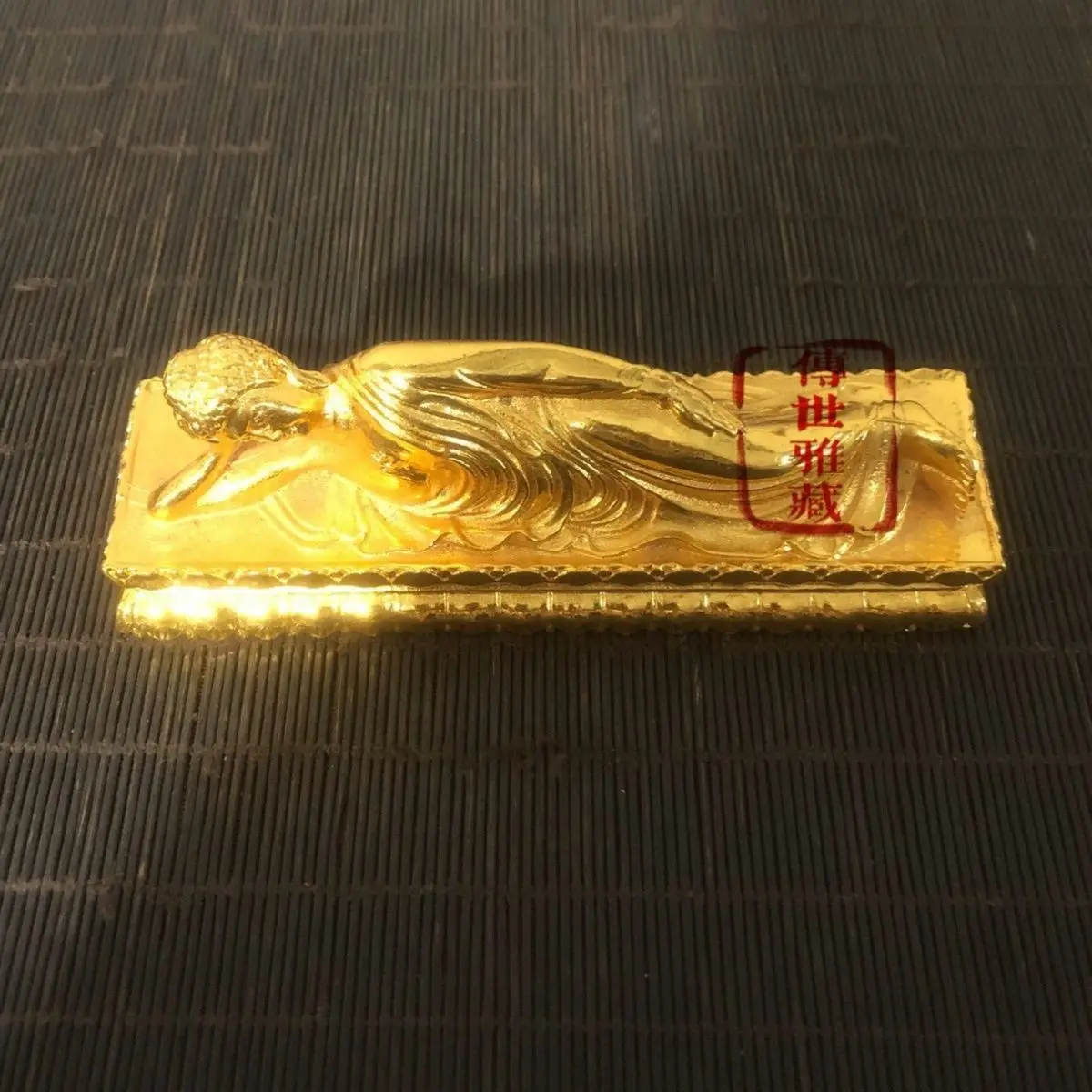 Gilt Reclining buddha, shakyamuni buddha, tathagata buddha Ornament Decoration Tea Pet Figurines Desk Decor Accessories