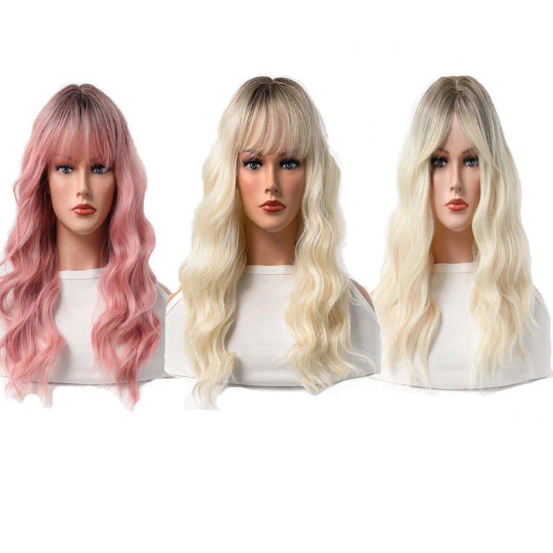 for European and American women, fashionable long curly synthetic fiber wig