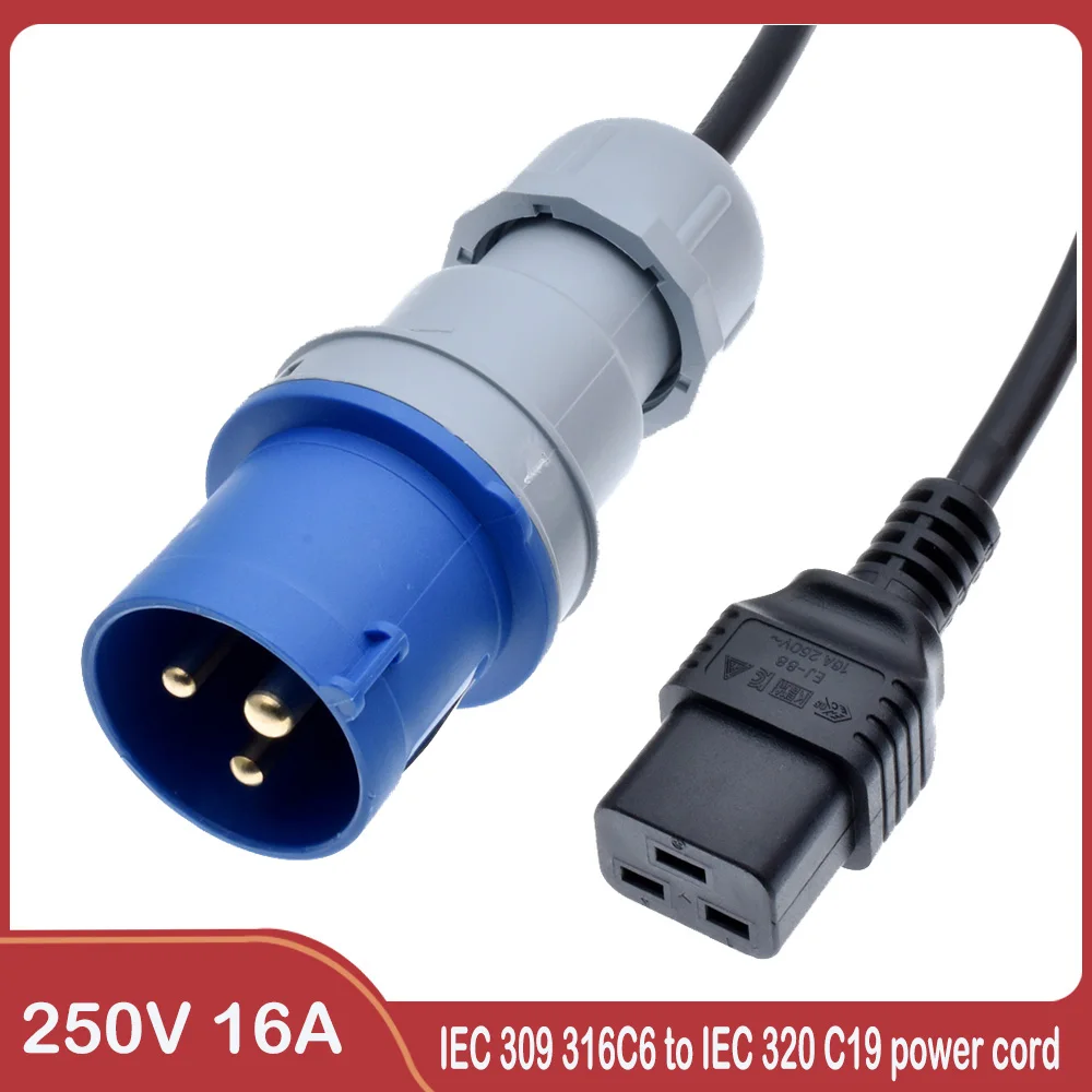 

IEC309 316C6-IEC 320 C19,IEC C20 вставляется в гнездовую розетку IEC 316C6 IP44,IEC C20-IEC309 316C6, 3M, 2,5 мм, 16A
