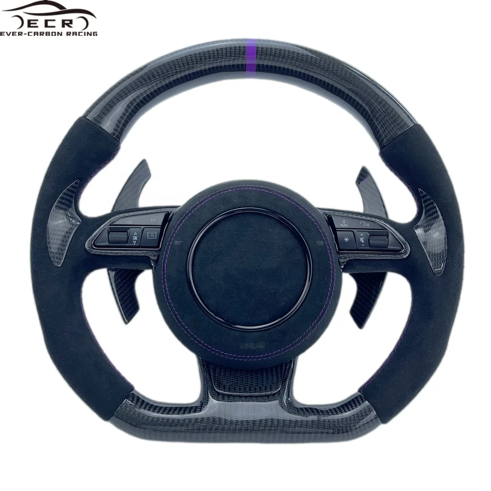 Ever-Carbon Racing ECR Best Selling Suede Leather Carbon Fiber Car Steering Wheel Middle Cover for VW Golf Mk7 Accessories